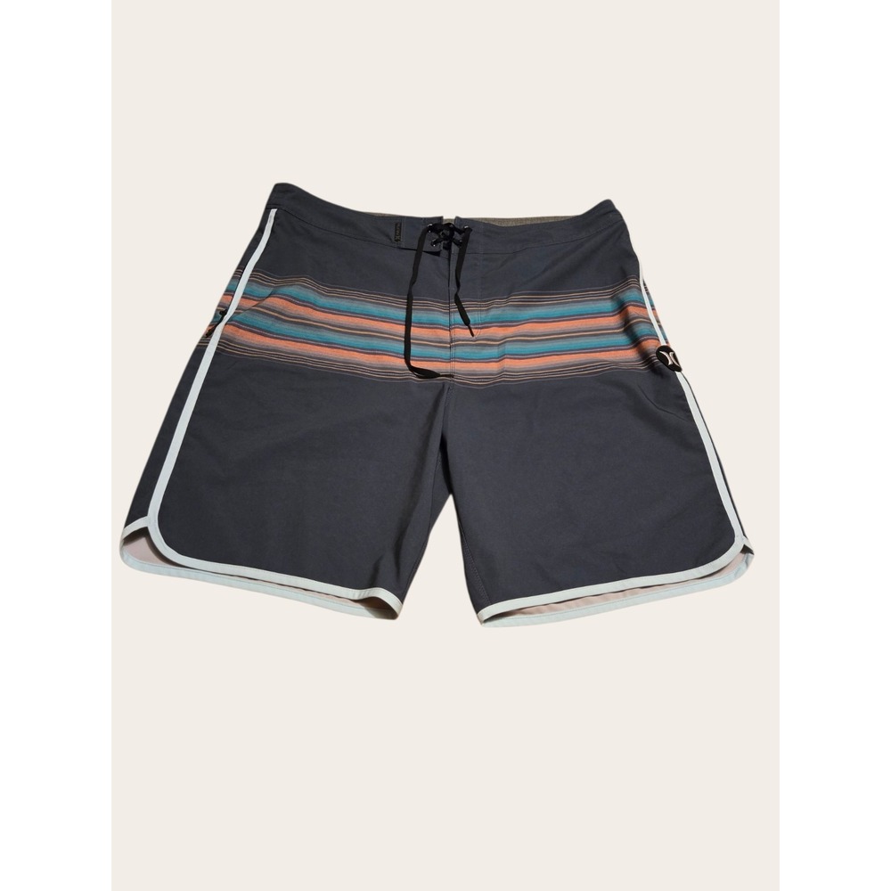 Hurley Phantom Baja Malibu aqua board shorts swim trunks Size 36 Gray Striped